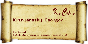 Kutnyánszky Csongor névjegykártya